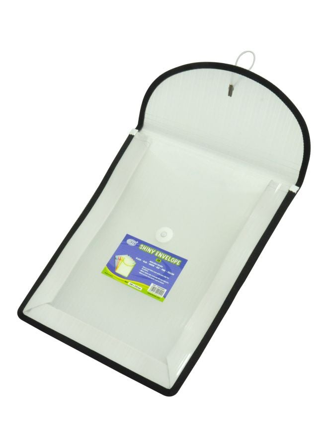 FIS Shiny Button Closure Envelope Black/White