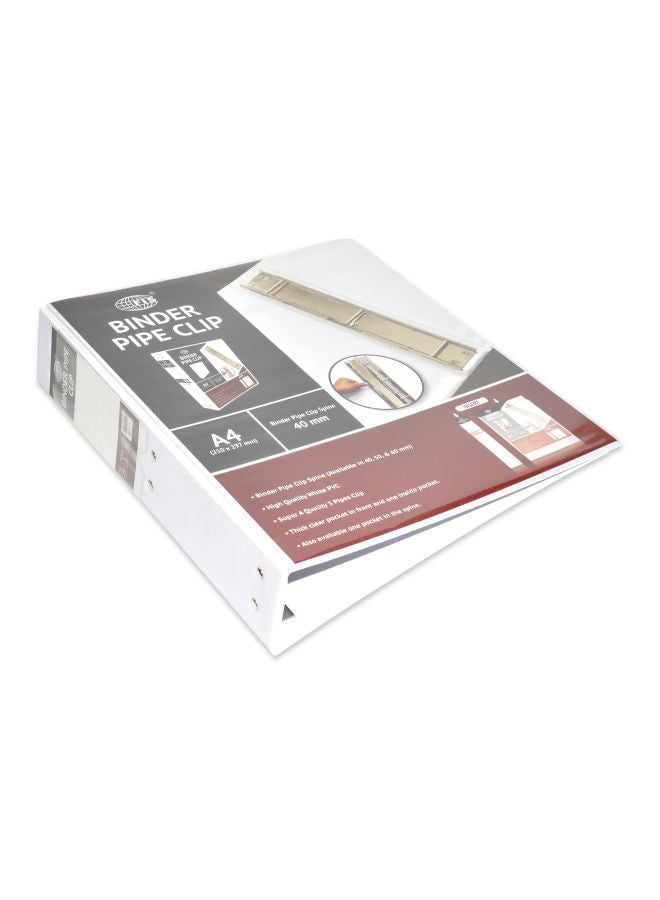 FIS A4 Binder With Pipe Triple Clip White  - Image 1