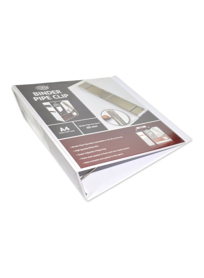 FIS A4 Binder With Pipe Triple Clip White  - Image 1