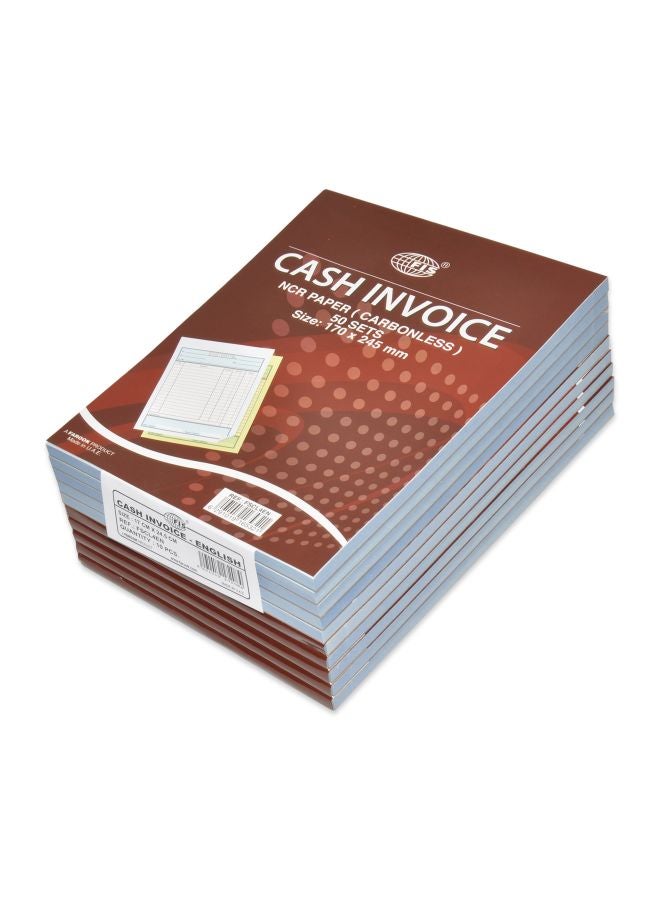 إف اي أس  دفاتر فواتير نقدية، من 10 قطع بني/ أبيض/ أزرق - Image 1