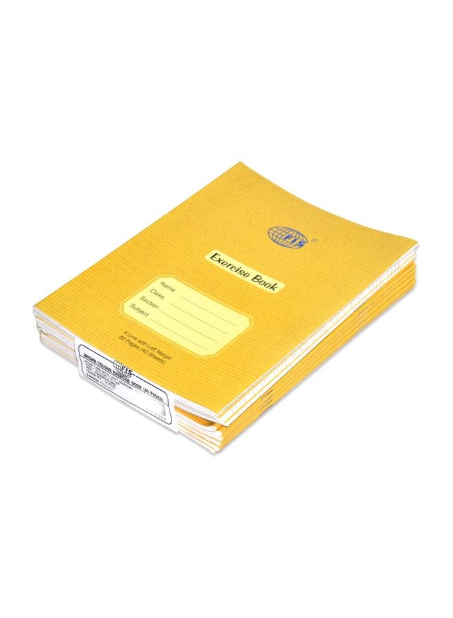 FIS Pack Of 12 4 Line With Margin Exercise Book Yellow - Image 3