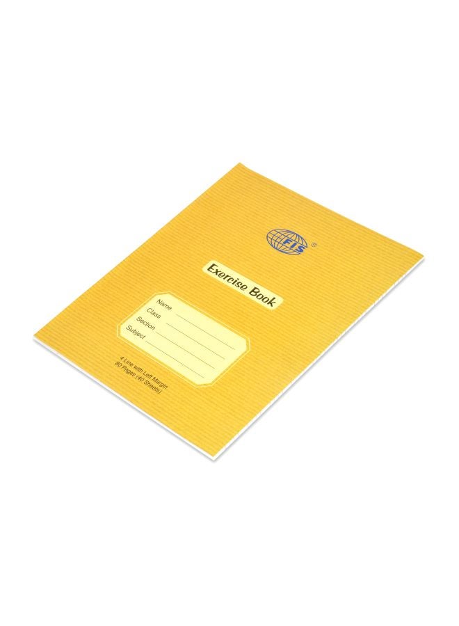 FIS Pack Of 12 4 Line With Margin Exercise Book Yellow - Image 1
