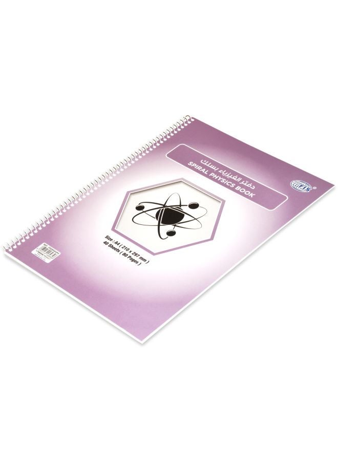 FIS 12-Piece Spiral Physics Book A4 Pink/White - Image 1