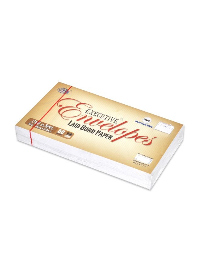 FIS 50-Piece Peel And Seal Executive Envelopes Moon Beam White - Image 2