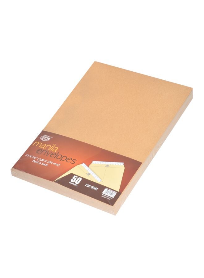 FIS 50-Piece Peel And Seal Envelopes Manila - Image 1