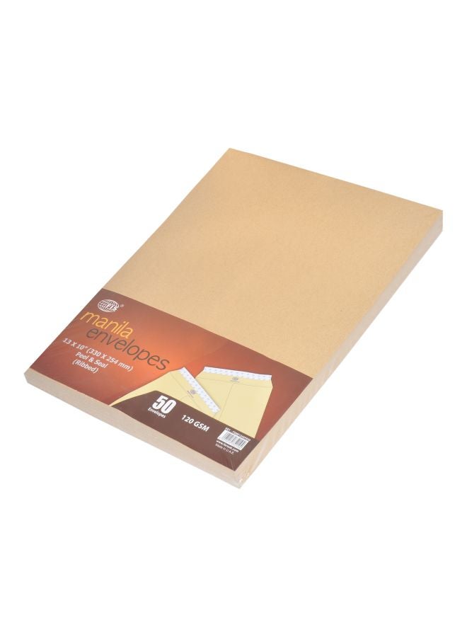 FIS 50-Piece Ribbed Peel And Seal Envelopes Manila - Image 1