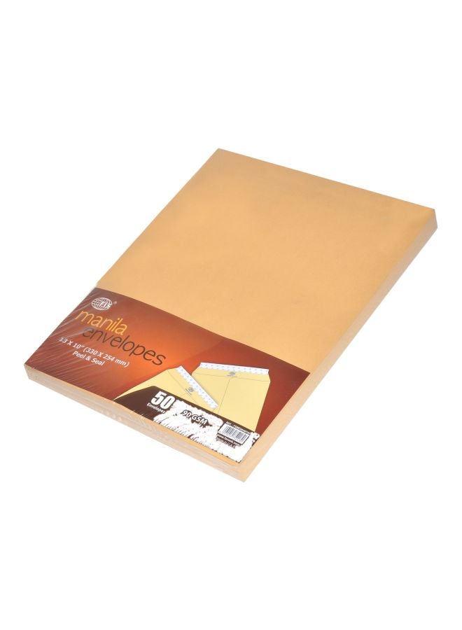 FIS 50-Piece Peel And Seal Envelopes Manila - Image 1