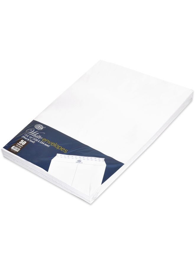 FIS 50-Piece Peel And Seal Envelopes White - Image 1