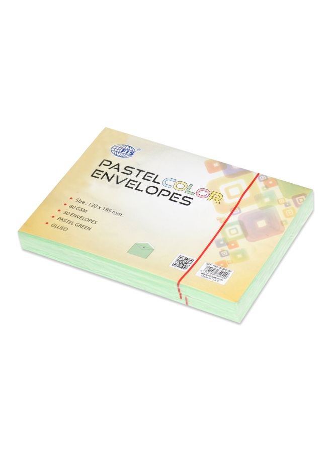 إف اي أس  طقم أظرف مزودة بالصمغ من 50 قطعة أخضر - Image 1