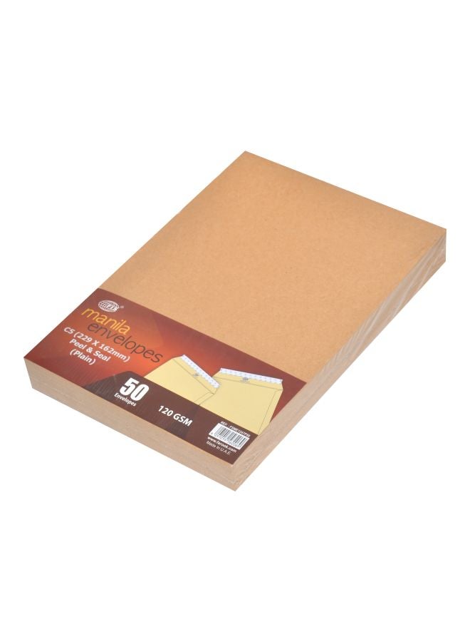 إف اي أس  أظرف مانيلا تغلق بطريقة النزع واللصق، من 50 قطعة بني - Image 1