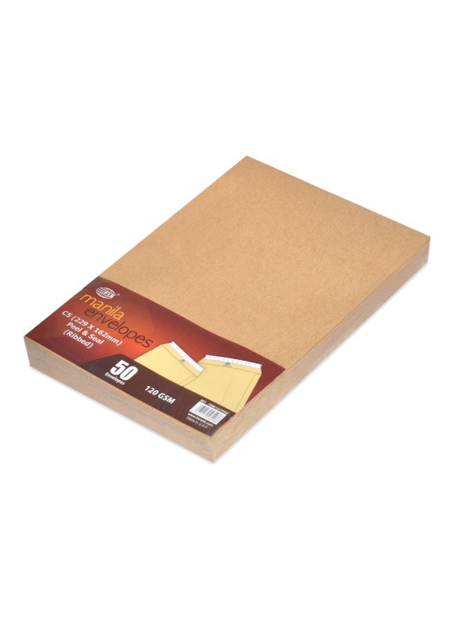 FIS 50-Piece Manila Peel And Seal Envelopes Set Brown - Image 1