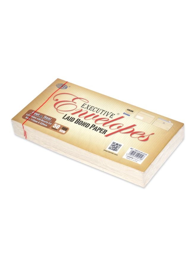 FIS 50-Piece Peel And Seal Executive Envelopes Cream - Image 1