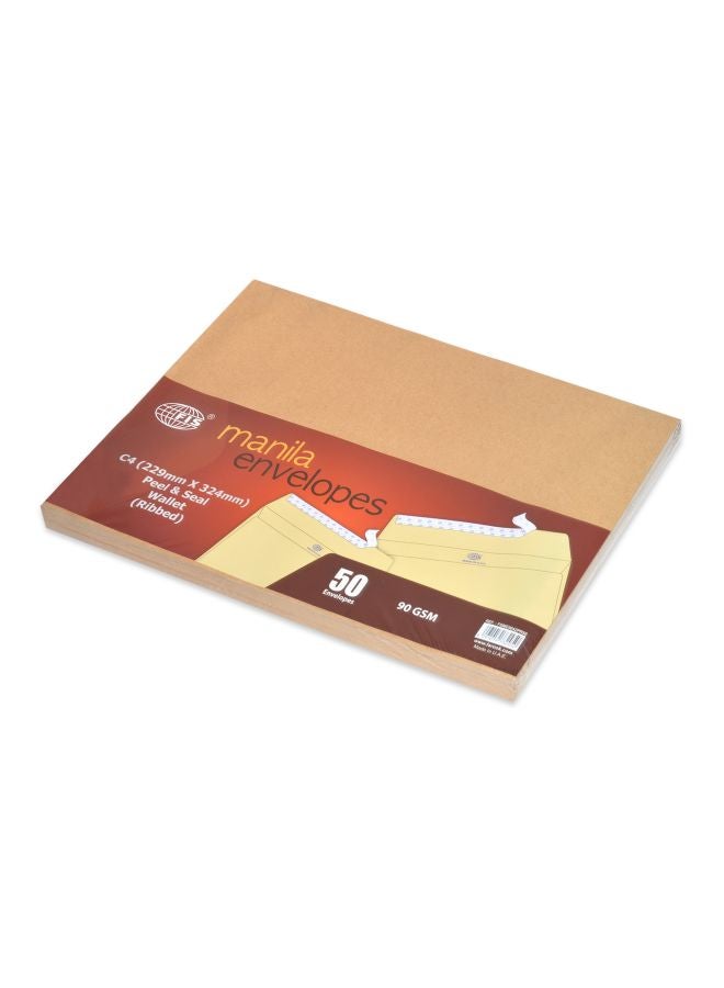 FIS 50-Piece Peel And Seal Manila Envelopes Brown - Image 1