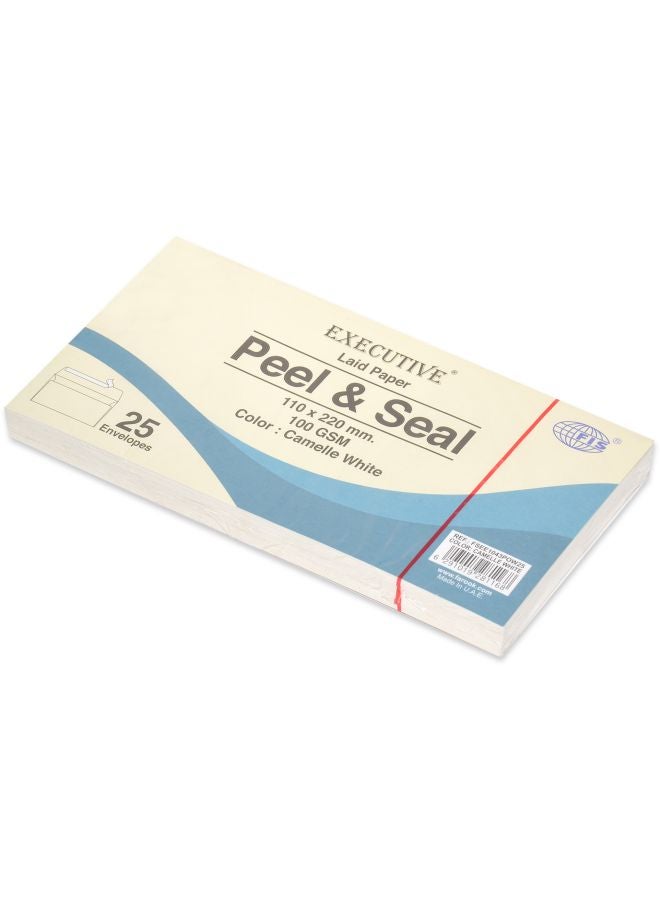 FIS 25-Piece Executive Peel And Seal Envelopes Camelle White - Image 1