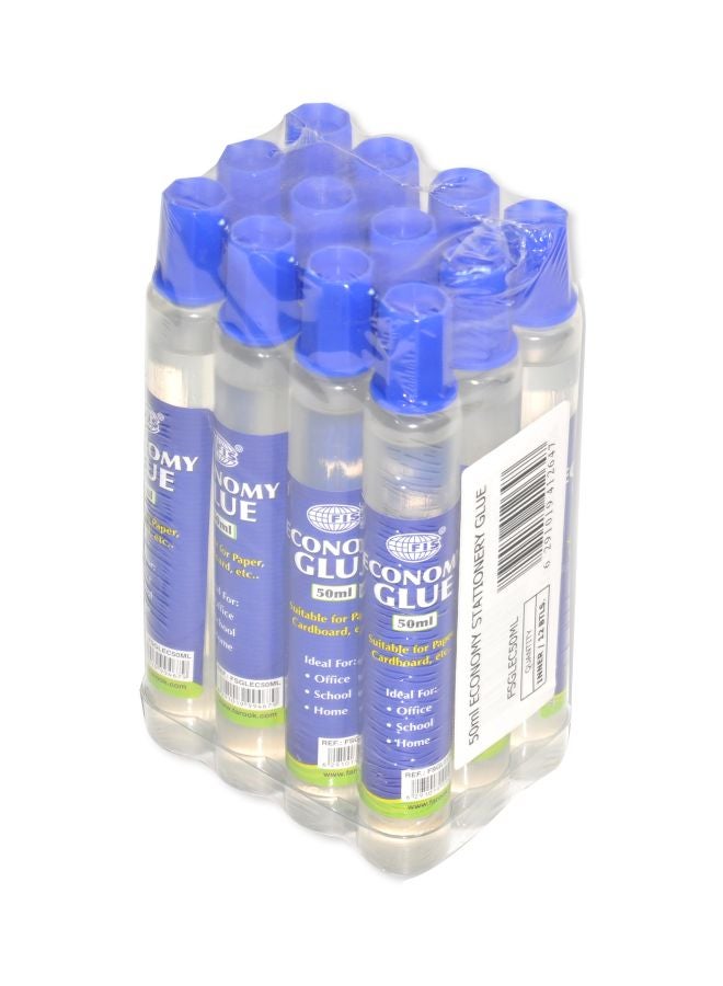 إف اي أس  مجموعة غراء اقتصادي من 12 قطعة شفاف - Image 1