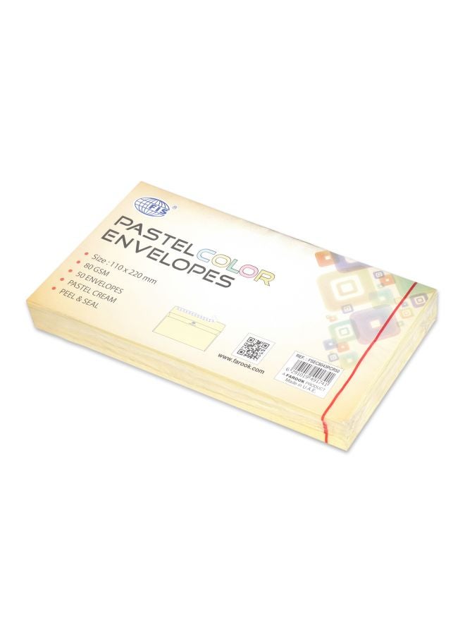 إف اي أس  مجموعة أظرف لاصقة مكونة من 50 قطعة كريمي