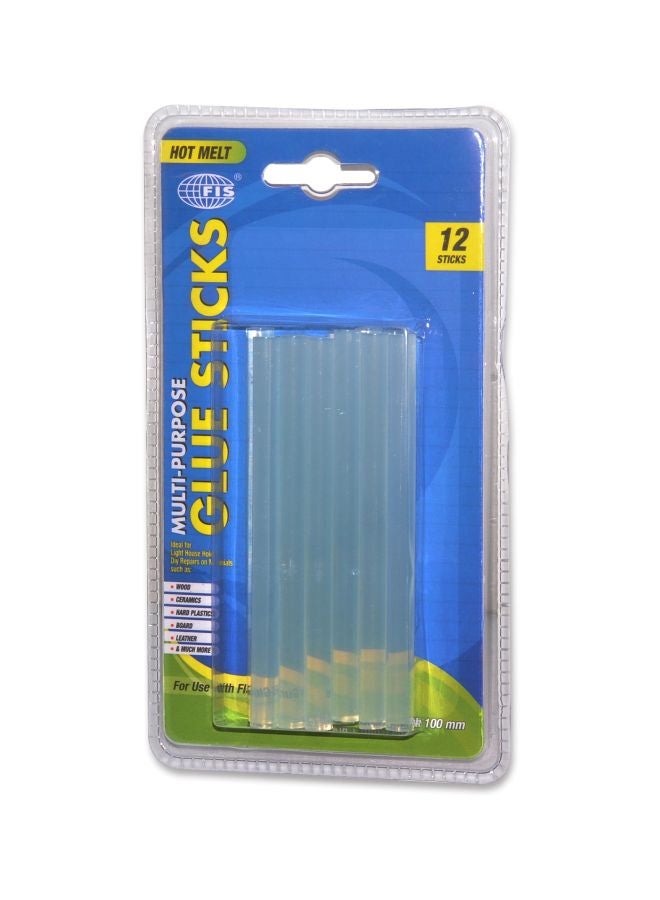 FIS 12-Piece Multi-Purpose Glue Stick Clear
