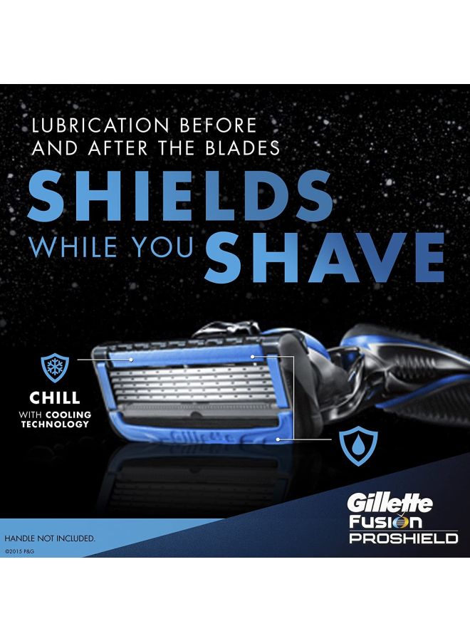 Gillette - ProShield5 Chill razor Handle + 2 Blade  Refills Black/Grey/Blue - Image 1