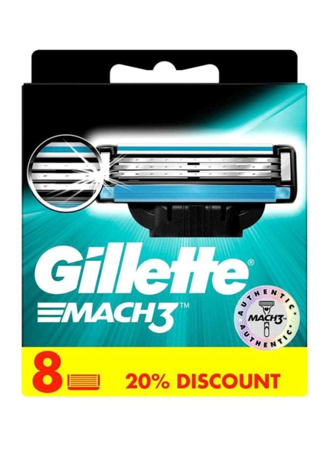 Gillette 8-Piece Mach3 Razor Blades Set Blue/Silver