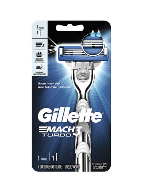 Mach3 Turbo Razor And Blades Silver/Blue