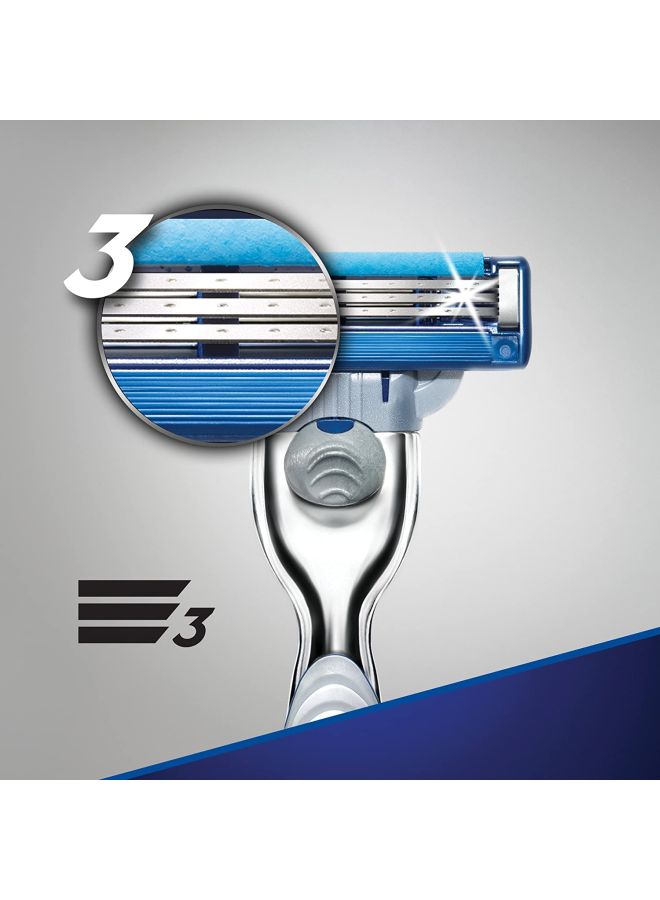 Gillette - Mach3 Turbo Razor And Blades Silver/Blue - Image 1