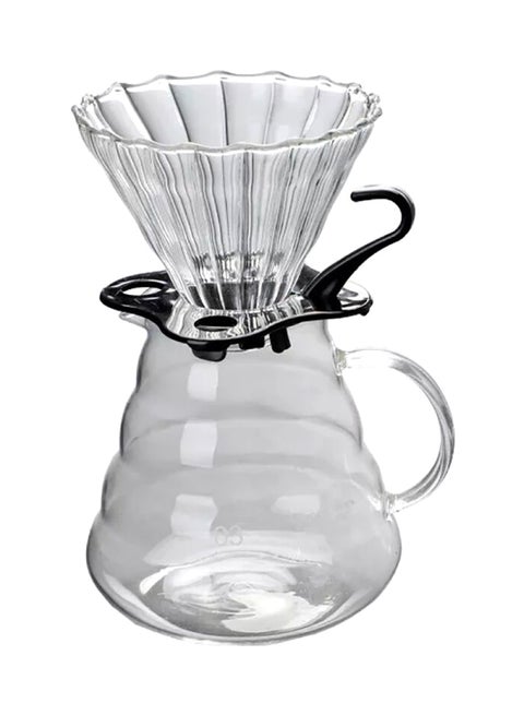 V60 Manual Coffee Share Pot With Filter Glass Clear 20x12cm