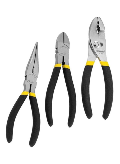 3-Piece Pliers Set Yellow/Black/Silver 6inch