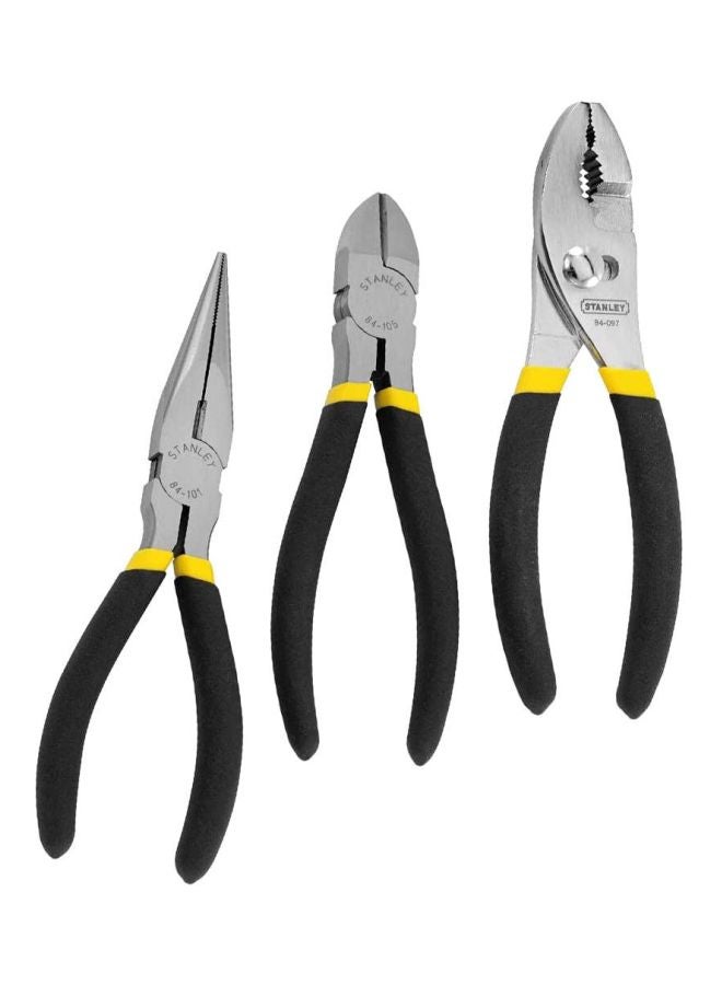 3-Piece Pliers Set Yellow/Black/Silver 6inch