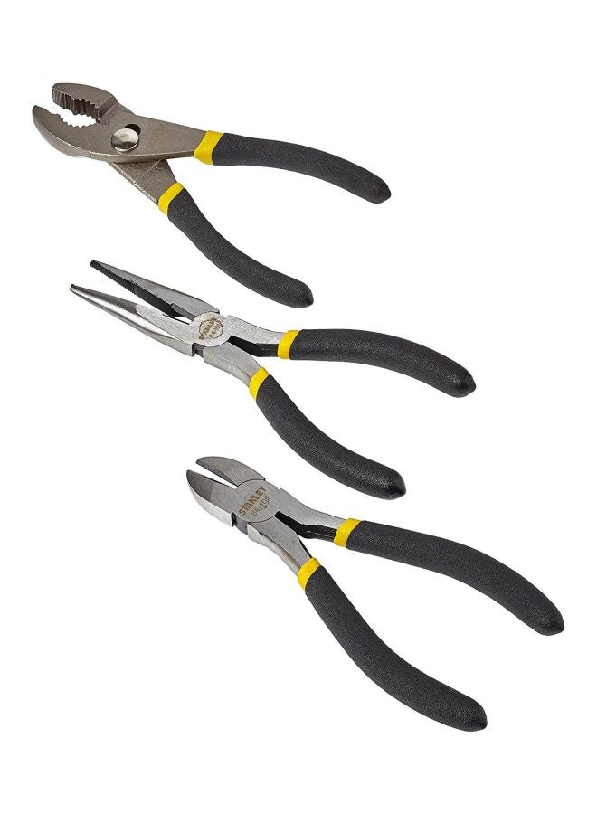 3-Piece Pliers Set Yellow/Black/Silver 6inch