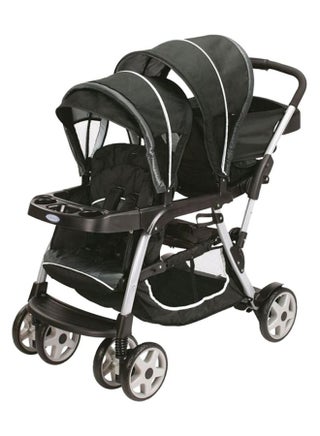 عربة أطفال مريحة Ready 2 Grow LX Twin مع مظلة قابلة للتعديل وحزام أمان - أسود - v1604678761/N14470528A_1