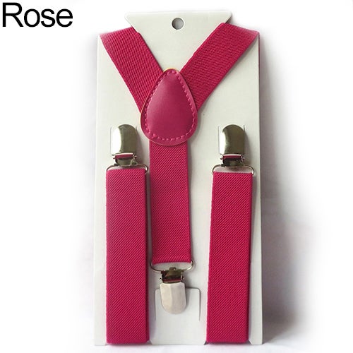 Baby Girls Boys Fashion Adjustable Clip-on Y-Back Child Elastic Suspenders Rose  - Image 1