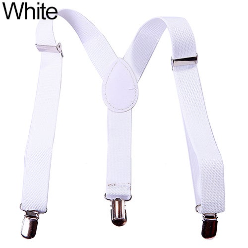 Baby Girls Boys Fashion Adjustable Clip-on Y-Back Child Elastic Suspenders White  - Image 1