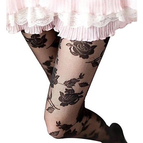 Generic - Fashion Rose Pattern Tight Lace Pantyhose See-Through Stockings multicolour - Image 1