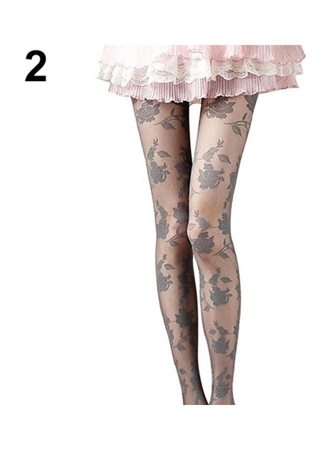 Fashion Rose Pattern Tight Lace Pantyhose See-Through Stockings multicolour - Image 1