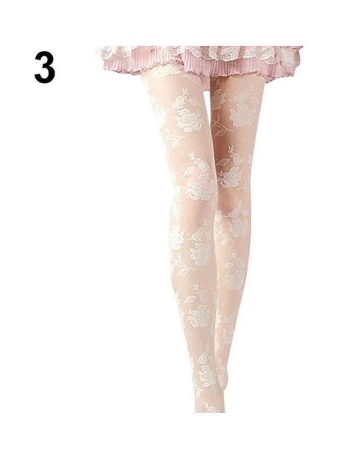 Fashion Rose Pattern Tight Lace Pantyhose See-Through Stockings multicolour - Image 5