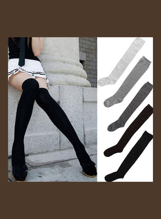 Generic - Fashion Thigh High Stockings Cotton Over Knee Long Socks Black - Image 1