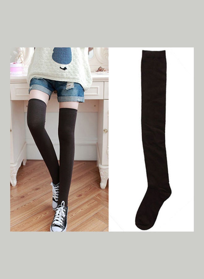 Generic - Fashion Thigh High Stockings Cotton Over Knee Long Socks Black - Image 1