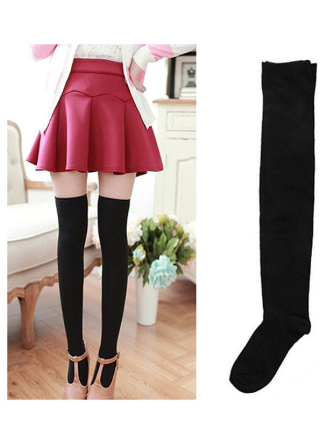 Generic Fashion Thigh High Stockings Cotton Over Knee Long Socks Black Best Price UAE Dubai Abu Dhabi