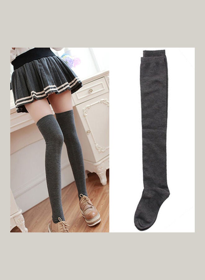 Generic - Fashion Thigh High Stockings Cotton Over Knee Long Socks Black - Image 1