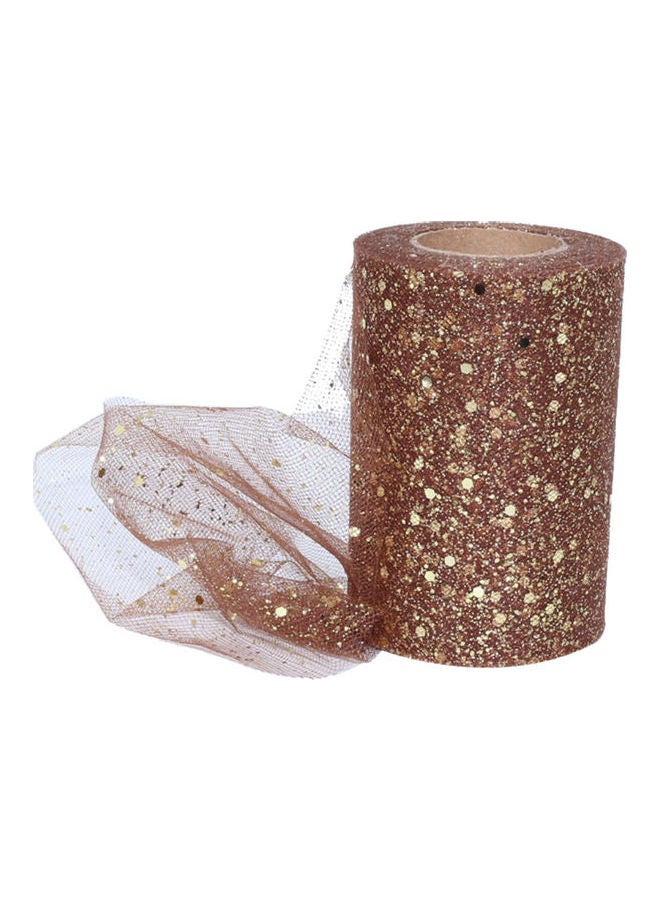 لفة بكرة من قماش التول اللامع بالترتر الشبكي لتزيين حفلات الزواج وزي التوتو بني - Image 1