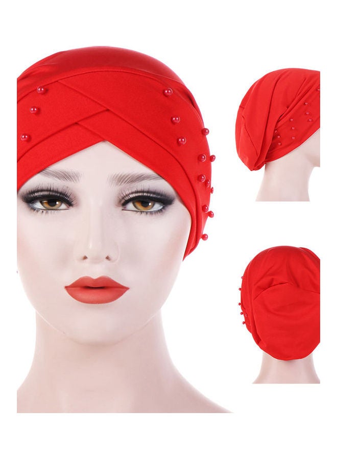 Women Beads Elastic Turban Hat Muslim Cancer Chemo Cap Hijab Head Wrap White - Image 5