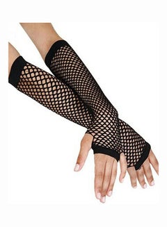 Generic Pair Of Disco Dance Fishnet Gloves Black 