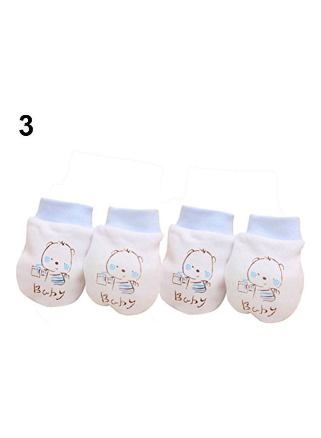 Generic Pair Of 2 Cute Cartoon Baby Soft Gloves Blue/White 