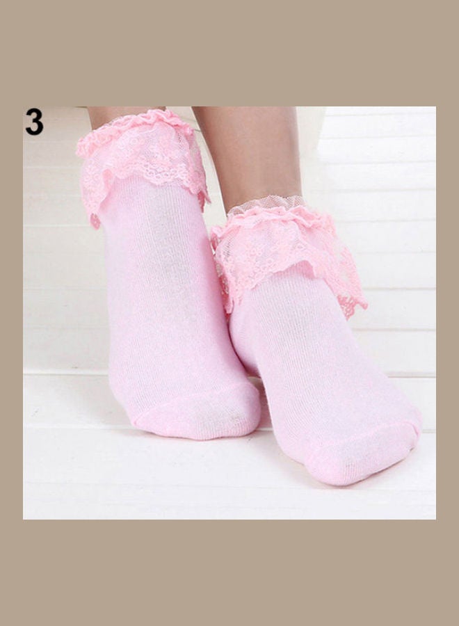 زوج جوارب برنسيس من الدانتيل وردي