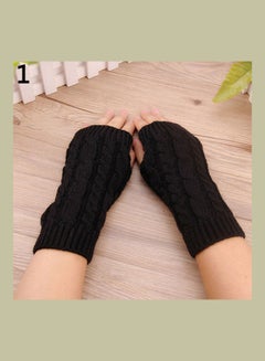 Pair Of Warm Knitted Soft Gloves Black