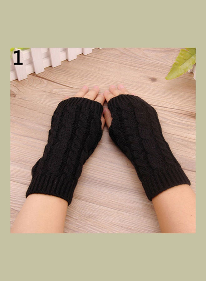 Generic - Pair Of Warm Knitted Soft Gloves Black - Image 1
