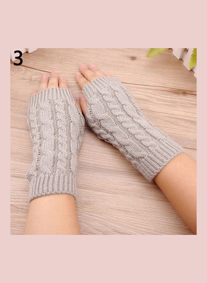 Generic Pair Of Warm Knitted Soft Gloves Grey 
