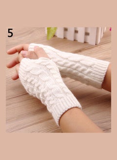 Generic Pair Of Warm Knitted Soft Gloves White 