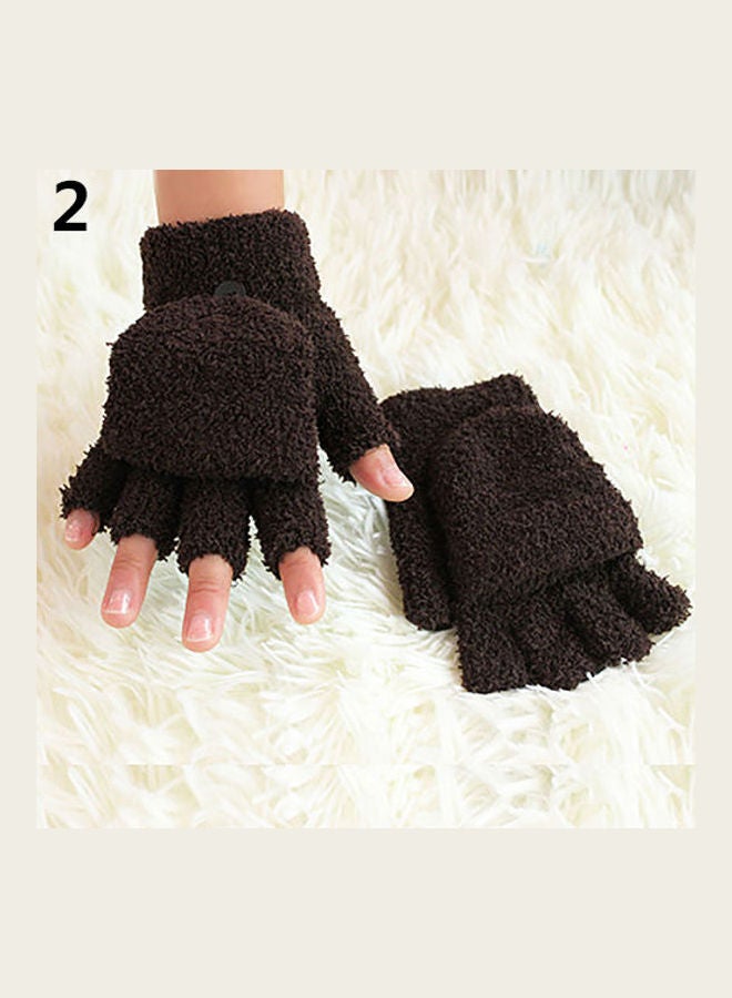 Pair Of Warm Soft Gloves Coffee 