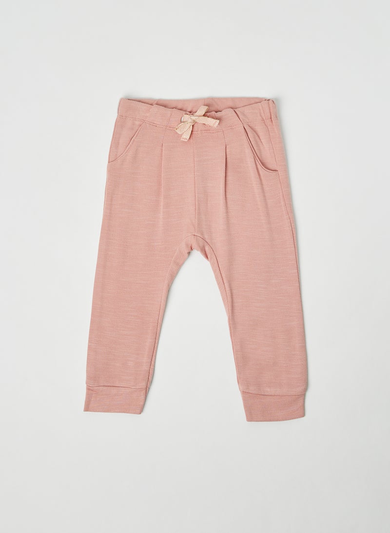 NAME IT - Solid Pattern Tie Waist Sweatpants Blush - Image 1